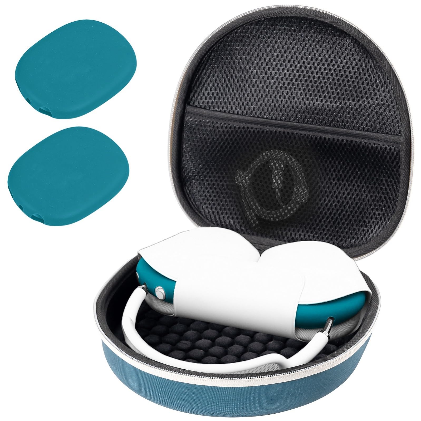 ProCase Hard Case for Apple AirPods Max & AirPods Max 2, Travel Protective Carrying Case with Silicone Ear Cushion Covers, Shockproof EVA Shell with Soft Lining & Accessory Pocket - Darkgreen — image 1