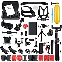 ccbetter 52 in 1 Accessories for Gopro Action camera mounts for Gopro Hero 7 hero 2018 hero 6 Hero 4 Hero 5 Session Hero 1 2 3 3+ for most of sports camera including Wrist Strap with Case (Black)