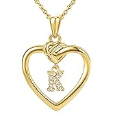 FEZODO Heart Initial Necklaces for Women Girls Kids, Dainty 18K Gold Plated Heart Initial Necklace Teen Girl Gifts Trendy Stuff Cute Letter Pendant Necklace Birthday Gifts for Women Girls Gold Jewelry