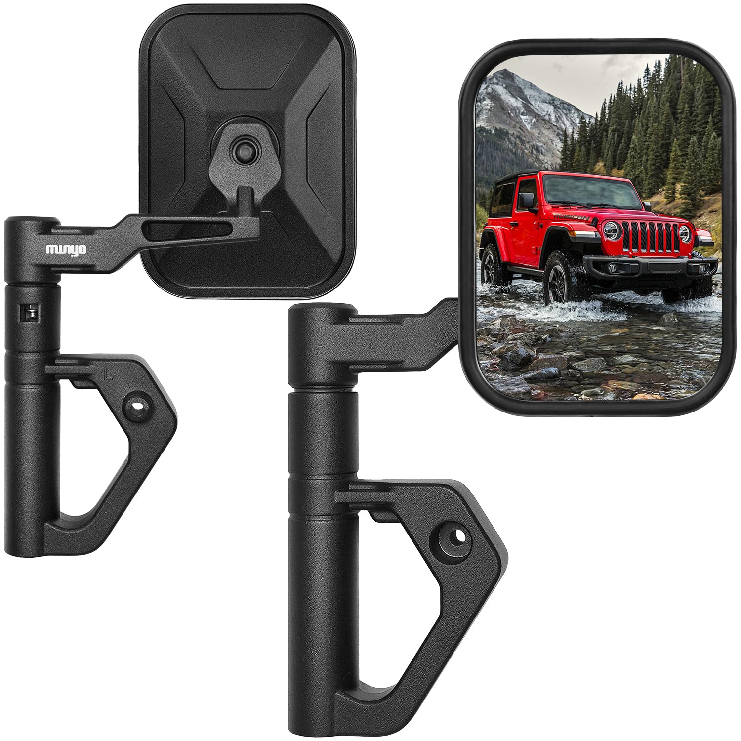 Photo 1 of Wrangler Mirrors Doors Off Compatible with Jeep Wrangler JK JL JT Gladiator & Unlimited 2007-2025, MWNYO All-Aluminum Alloy Side View Doorless Road Mirror Set, No Vibrate Anti-Shaking (Black Screw)