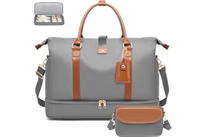 Qualyphant Large Weekender Duffle Overnight Bags for Women Men, Convertible Waterproof Anti-Theft Travel Carry On Bags with Shoe Compartment & 9 Pockets, 43L - with Detachable Purse & Luggage Tag