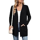 DEARCASE Women's Long Sleeve Open Front Cardigan Lightweight Casual Loose Fit Bolero Sweater with Pockets