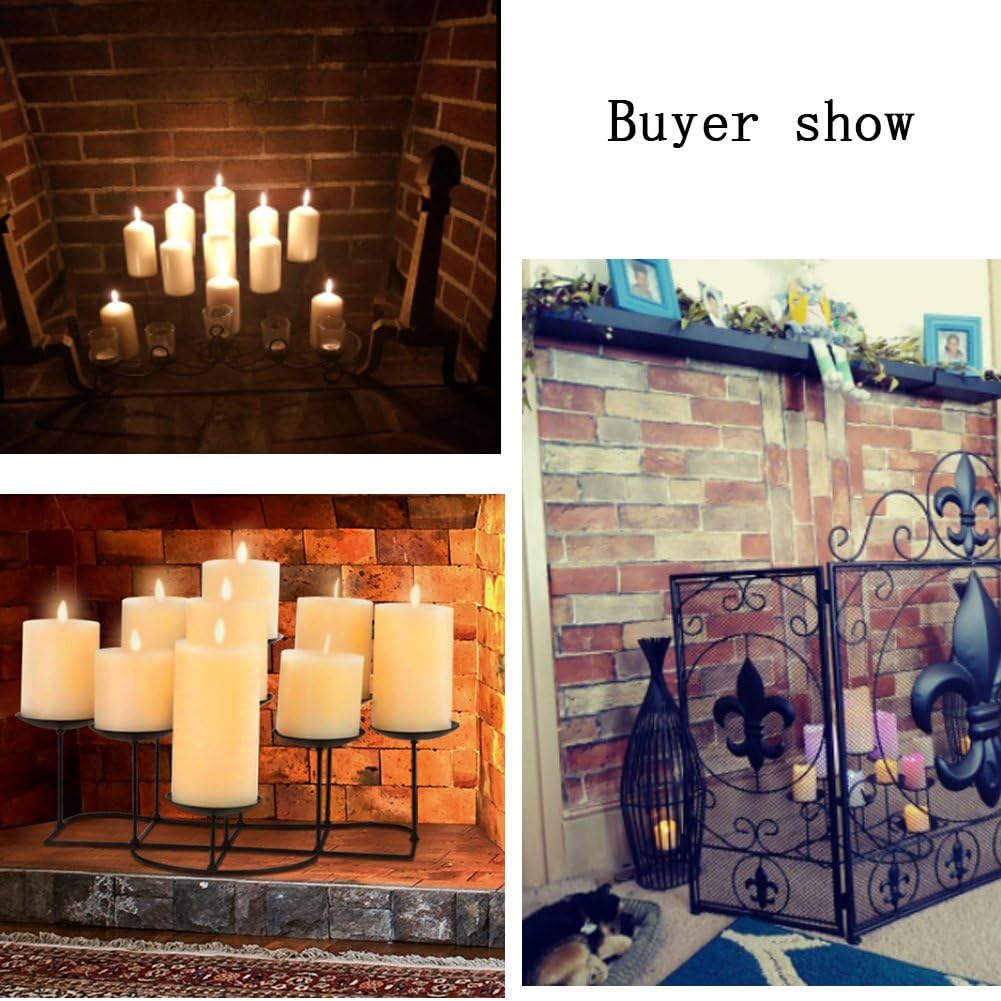 smtyle DIY 9 Mantle Candelabra Flameless or Wax Candle Holders For Fireplace with Black Iron Decoration on Desk / Floor: Home & Kitchen