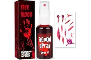 PASTACO Halloween Fake Blood Spray Makeup - Washable Bloody Fake Blood for Costume Zombie Vampire and Monster Dress Up Cosplay, Realistic Blood Splatter for Clothes Mouth Face Paint Men Women