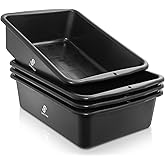 Jubilee 4-Pk Plastic Storage Bin, 20L Black Commercial Busser Utility Tub | 20L Large dishwashing box, Commercial-grade plastic, Multi-purpose storage bins, Portable, For restaurants, hotels &amp; home