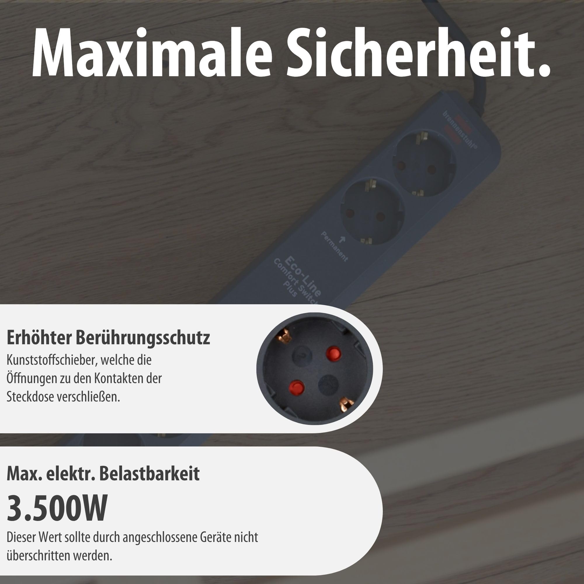 Brennenstuhl Eco-Line Comfort Switch Plus Steckdosenleiste 6-Fach (Mehrfachsteckdose mit 2 permanenten und 4 schaltbaren Steckdosen, beleuchteter Fußschalter) anthrazit 5