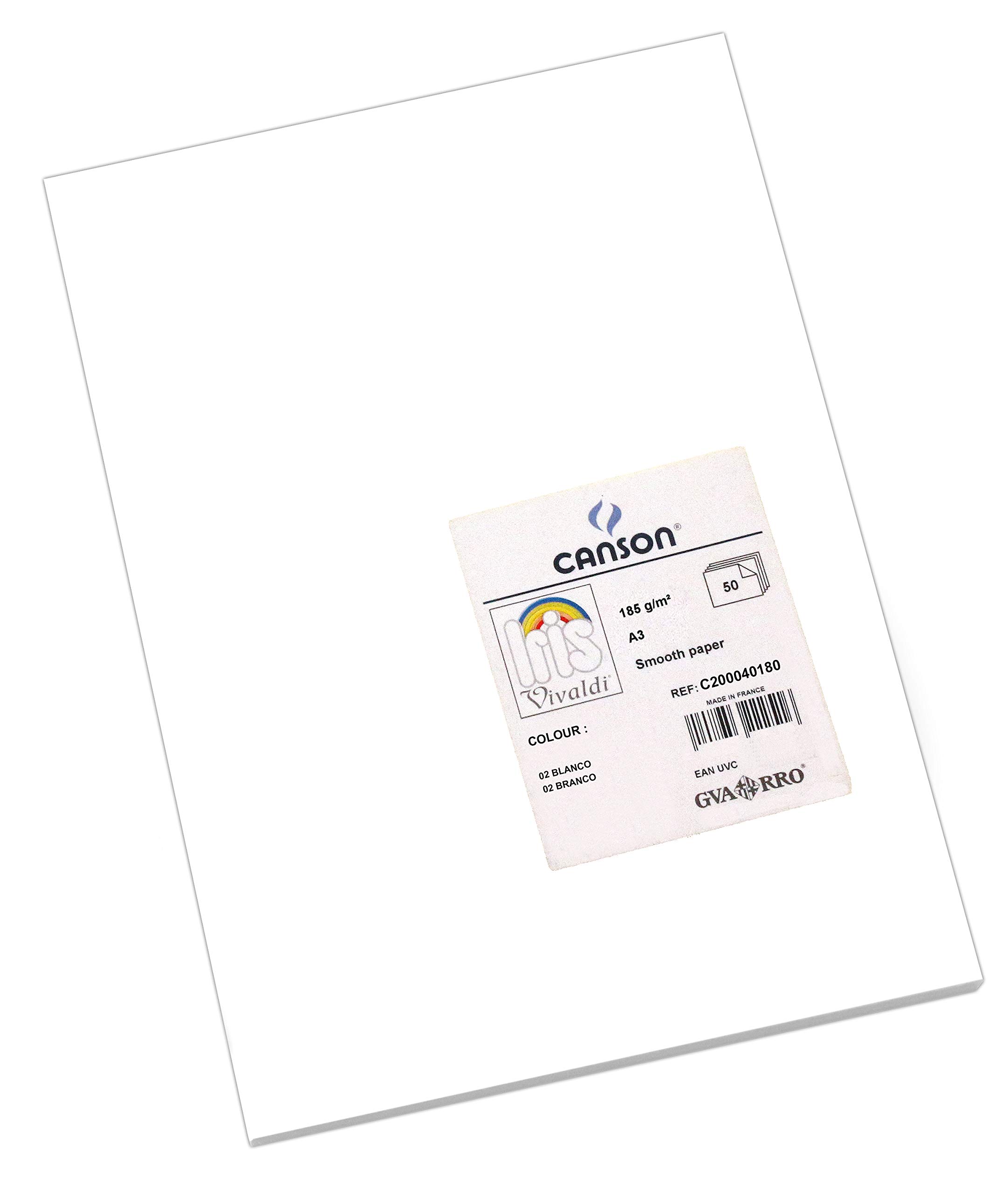 Canson Iris Vivaldi A3 185 GSM Smooth Colour Paper - White (Pack of 50 Sheets)