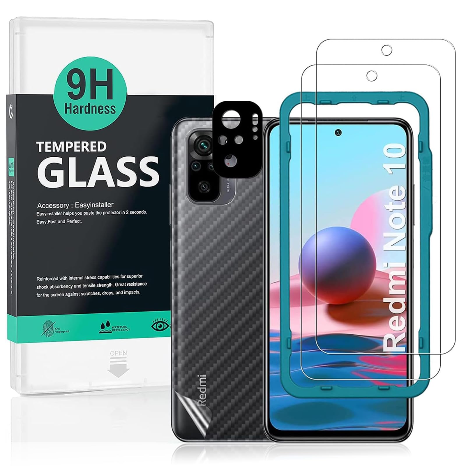 Ibywind Screen Protector For Redmi Note 10(4G)/Note 10S[2 Pack],9H Hardness Tempered Glass,With 1Pc Camera Lens Protector,Easy to Install — image 1