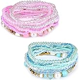 Fuqimanman2020 Bohemian Crystal Beaded Stackable Bracelets Handmade Colorful Crystal Pearl Seed Beads Bracelets for Women Jewelry