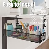 Mecmbj Under Desk Cable Management Tray No Drill Metal Mesh Clamp Mount view 7