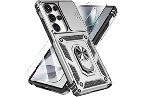 SunStory for Samsung Galaxy S25 Ultra Case with HD Screen Protector & Kickstand & Slide Camera Cover,[ Military-Grade ] Protective Phone Case for Galaxy S25 Ultra 6.9",Silver