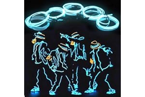 MELNDIEA EL Wire 5in1 Portable Neon Rope Lights Strip Wearable Battery Pack Body Lights-360°Illumination Super Bright Cuttable DIY Halloween Christmas Festival Party Game Room Cosplay Costume(Ice Blue 1M)
