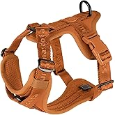 Sunraymascota No Pull Dog Harness with Lycra, Three-Point Force Dispersion & 3D Padding, Adjustable Breathable Mesh for Small Medium Large Dogs(Carmel Brown,M)