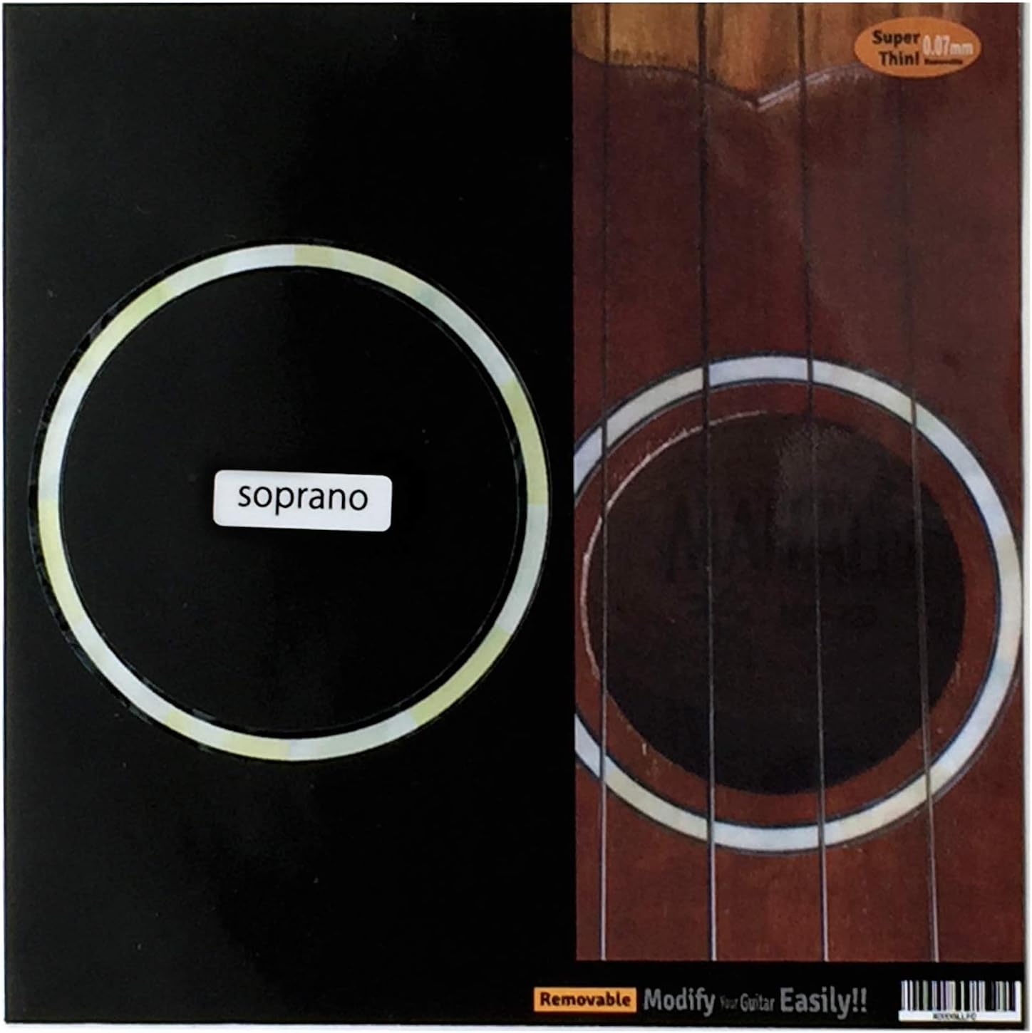 Inlaystickers for Soprano Ukuleles - Soundhole Rosette/Purfling - White Pearl UKR-278W-S