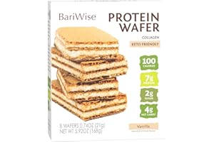 BariWise Protein Wafer Bar, Vanilla, Low Sugar, Low Calorie, Low Carb Keto Friendly Snack (8ct)