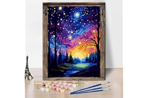 XYLOGIST Paint By Numbers Kit for Adults Beginner- Van Gogh Paint By Numbers for Adults, Starry Night Paint by Numbers Kits for Beginner, DIY HD Colorful Canvas Acrylic Painting, for Home Wall Decor 16X20 Inch