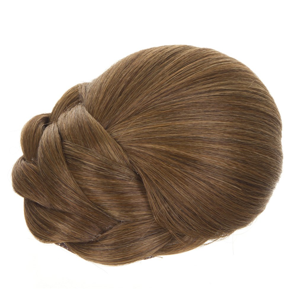 Mid Brown Braided Clip In Hair Bun Clip On Glamorous Hairpiece