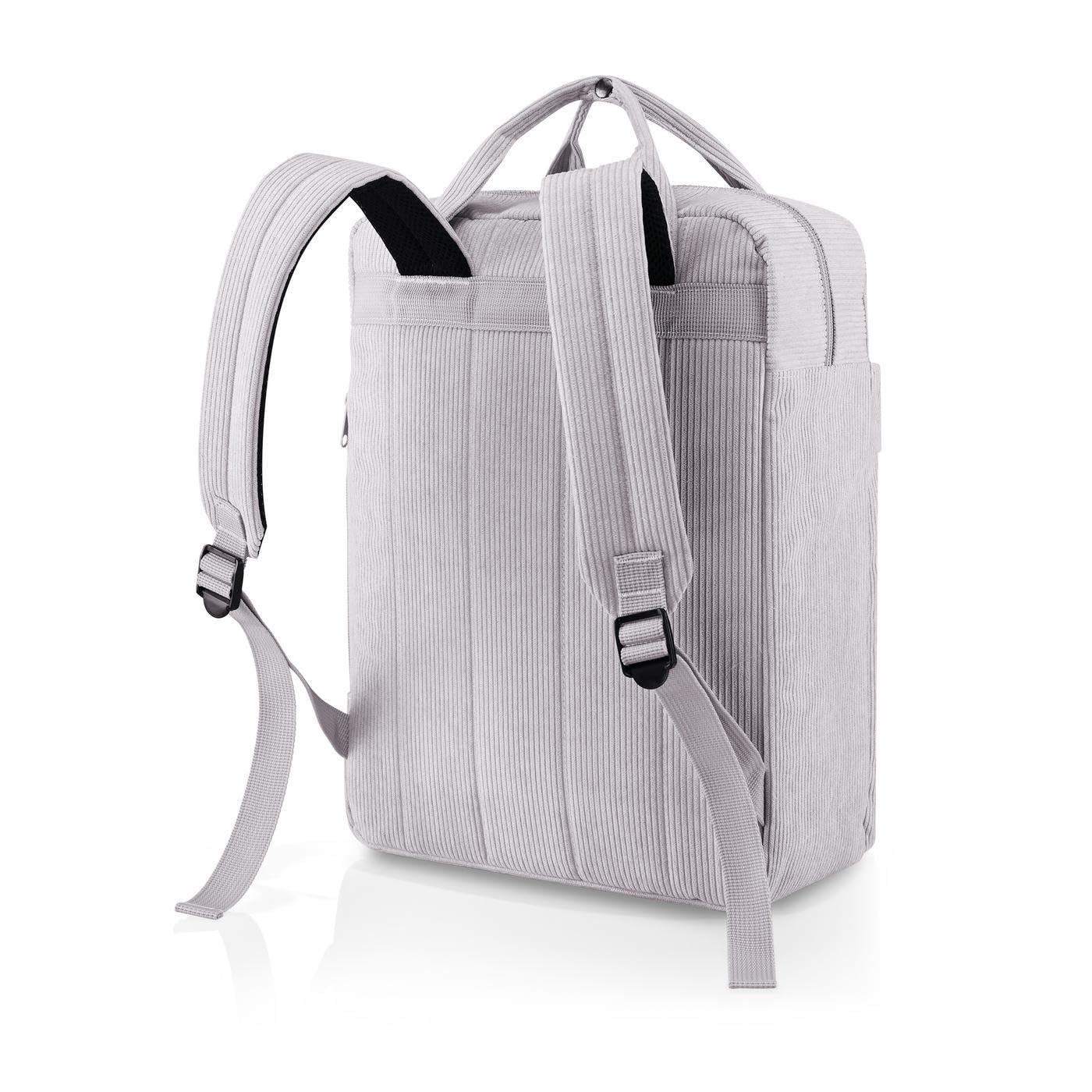 reisenthel allday backpack M cord grey - vielseitiger Rucksack für Alltag, Reisen, Einkaufen oder Arbeit - wasserabweisend, Handgepäck zugelassen 3