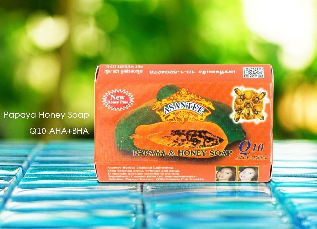 Asantee Papaya & Honey Soap + Q10 Skin Whitening Soap Asantee Herbal