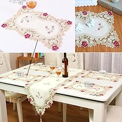 WELLYUK 17 Inch X 11 Inch Embroidered Rose Red