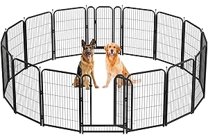 Petorldog Metal Dog Playpen, 40 Inch Height 16 Panels, Large Dog Fence for Large/Medium/Small Dogs Indoor & Outdoor Bliss, Perfect Dog Pen for Camping, Yard, and RV | Black-Silver