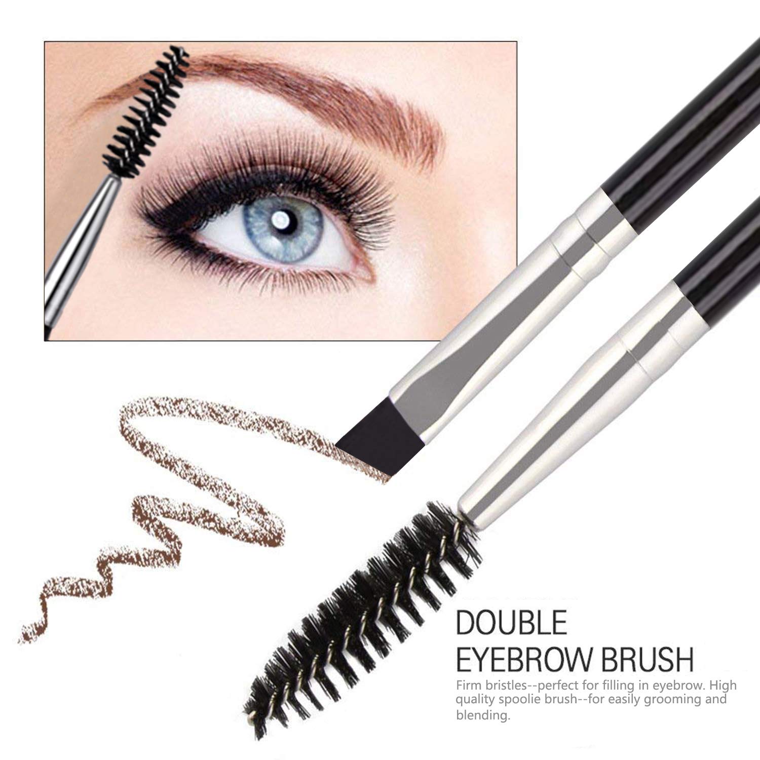 FITDON Eyebrow Grooming Set, Professional Slant Tip Tweezers & Curved Stainless Steel Scissors & 3PCS Brow Razors Trimmer & Duo Angled Eyebrow Brush with Spoolie: Beauty