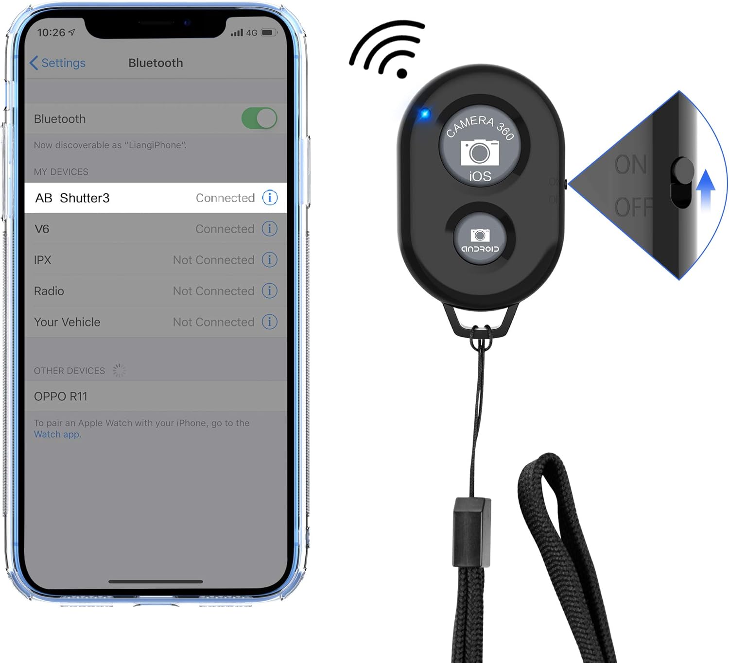 Bluetooth Camera Remote Shutter for Smartphones (2 Pack), zttopo Wireless Camera Remote Control Compatible with iPhone/Android Cell Phone - Create Amazing Photos and Selfies, Wrist Strap Included: Camera & Photo