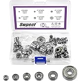 Swpeet 60Pcs 6 Sizes 693ZZ, 623ZZ, 624ZZ, 685ZZ, 687ZZ,627ZZ Ball Bearings Assortment Kit, Carbon Steel Deep Groove Bearings,