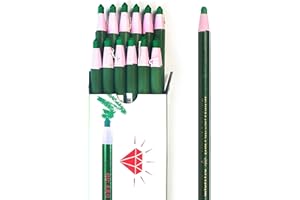 LENITH Korean Glass Markers Grease Pencils Peel-Off Type Grease Pencils China and Porcelin Marker/Wax pencil for Vinyl, Metal, Skin, Paper, window glass, Checking Markers (12 Pencils) Color:Green