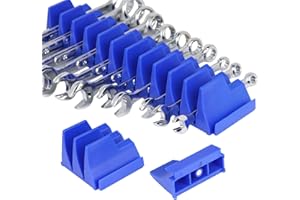 LEETAT 42-Tool Magnetic Wrench Organizer, Wrench Organizer for Tool Box, Wrench Holder for Tool Drawer Storage - Wrench Rack with Metric & SAE Label. Gift for Father, Brother and Boyfriend (Blue)