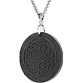 SZFMSWE Shungite necklace flower of life shungite stone pendant necklace