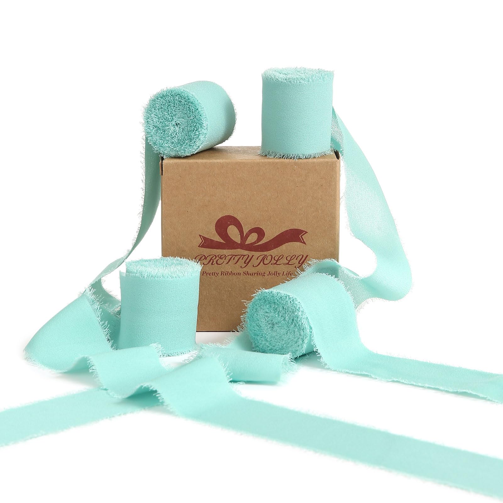 Pretty Jolly Mint Green Chiffon Ribbon for Gift Wrapping 1 1/2 Inch 20Yd Wedding Car Ribbons Handmade Fringe Silk Ribbon for Cake Flower Bouquet Wedding Invitations DIY Crafts and Hair Bow