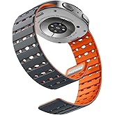 Bandletic Magnetic Band Compatible with Samsung Galaxy Watch 8 40mm 44mm / Watch 8 Classic 46mm 2025, No Gap Soft Breathable Silicone Replacement Strap for Men Women, Gray/Orange
