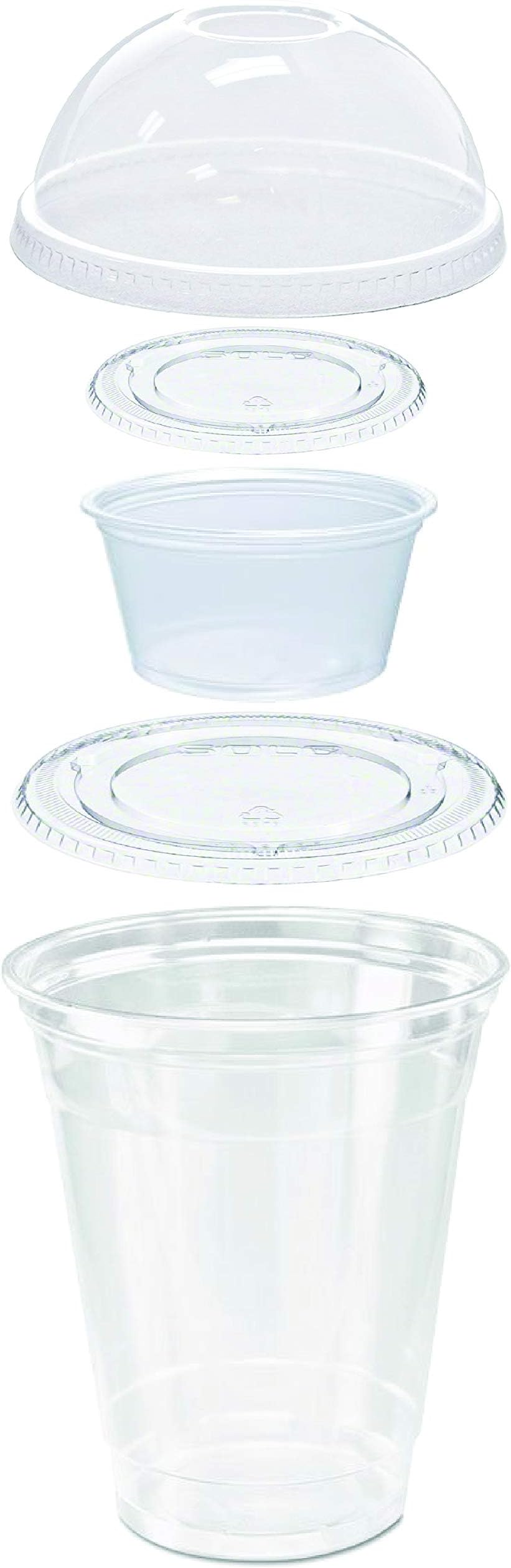 25 count Grab n' Go Parfait/Snack Cup, Includes Souffle Cup with Lid, and Dome Lid with Signature Party Picks (12 ounce)