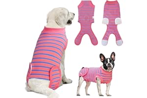 KAROKU Dog Surgery Recovery Suit, Recovery Shirt for Male Female Dog Cats, Cone E-Collar Alternative Abdominal Wounds Spay Bandages Onesie, Anti-Licking Pet Surgical Recovery Suit,Pink Medium