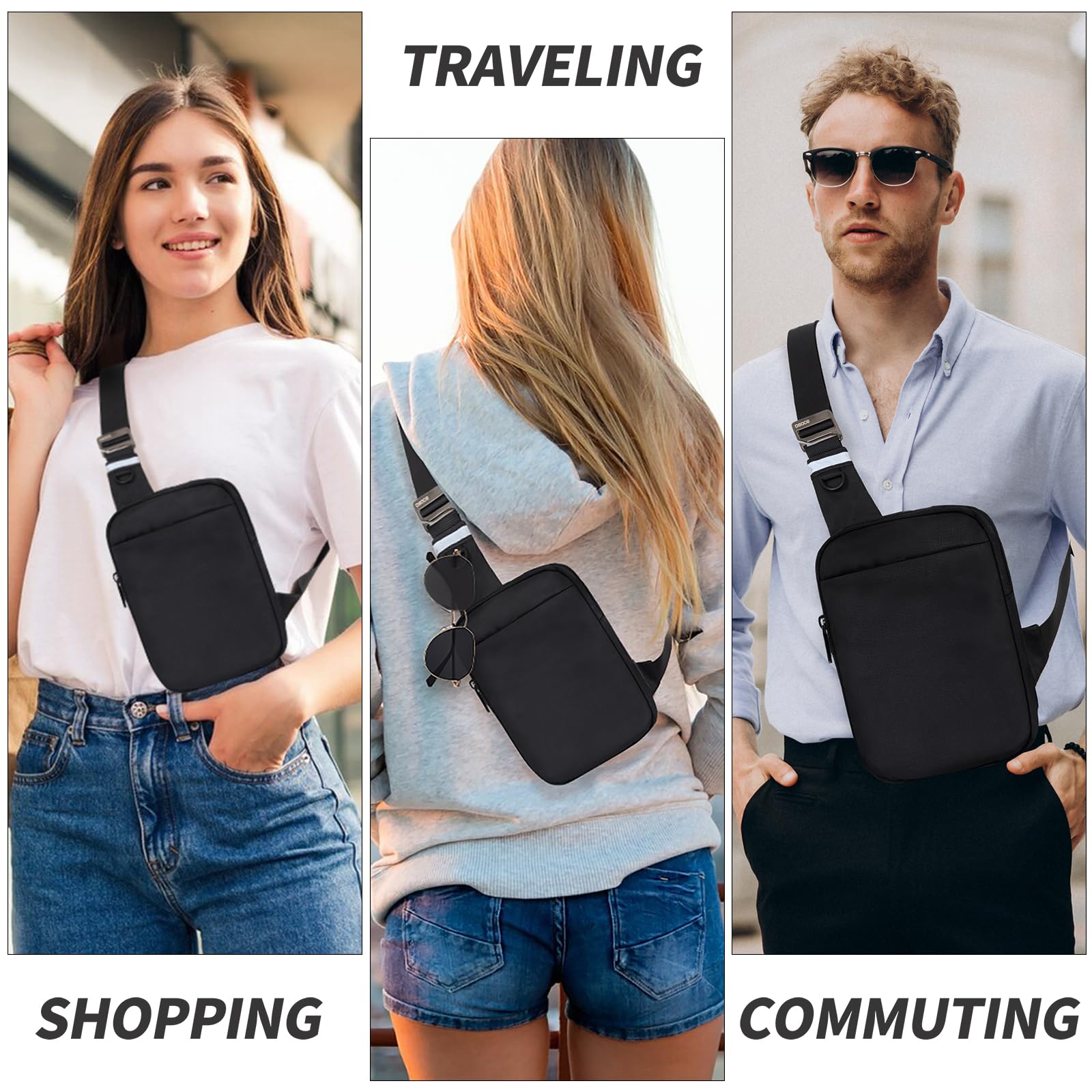 OSOCE Umhängetasche Herren Brusttasche Klein mit RFID Schultertasche Wasserdicht Sling Chest Bag Diebstahlsicher Crossbody Bag für Reisen Outdoor-Sportarten wandern 5