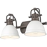 Duncan 2-Light Bath Vanity in Rubbed Bronze with Matte White
