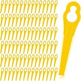 Honoson 100 Pieces Plastic Trimmer Blades Replacement Nylon Blades, Yellow | Compatible with 2-2 3-2 Fsa 45 57 Fse 52, Easy Installation for Lawn Yard Garden Maintenance Tasks