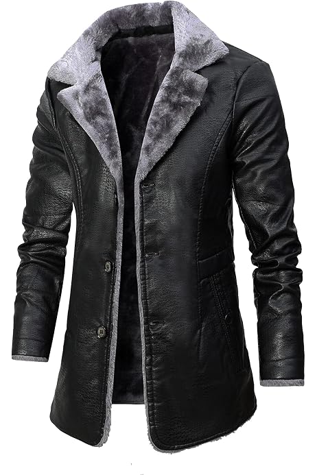 Pu Leather Jacket Fleece Lined 