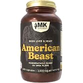 MK Supplements American Beast Bison Liver &amp; Heart, Regeneratively Raised | American Beast Regeneratively Raised Bison Organs with ~49x More CoQ10 Than Beef Liver for Vitality