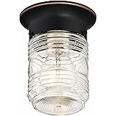 Design House Jelly Jar Ceiling Light, Indoor/Outdoor, Flush Mount, Dimmable, Uses (1) 60W Bulb, Oil Rubbed Bronze, 4.8 in Dia