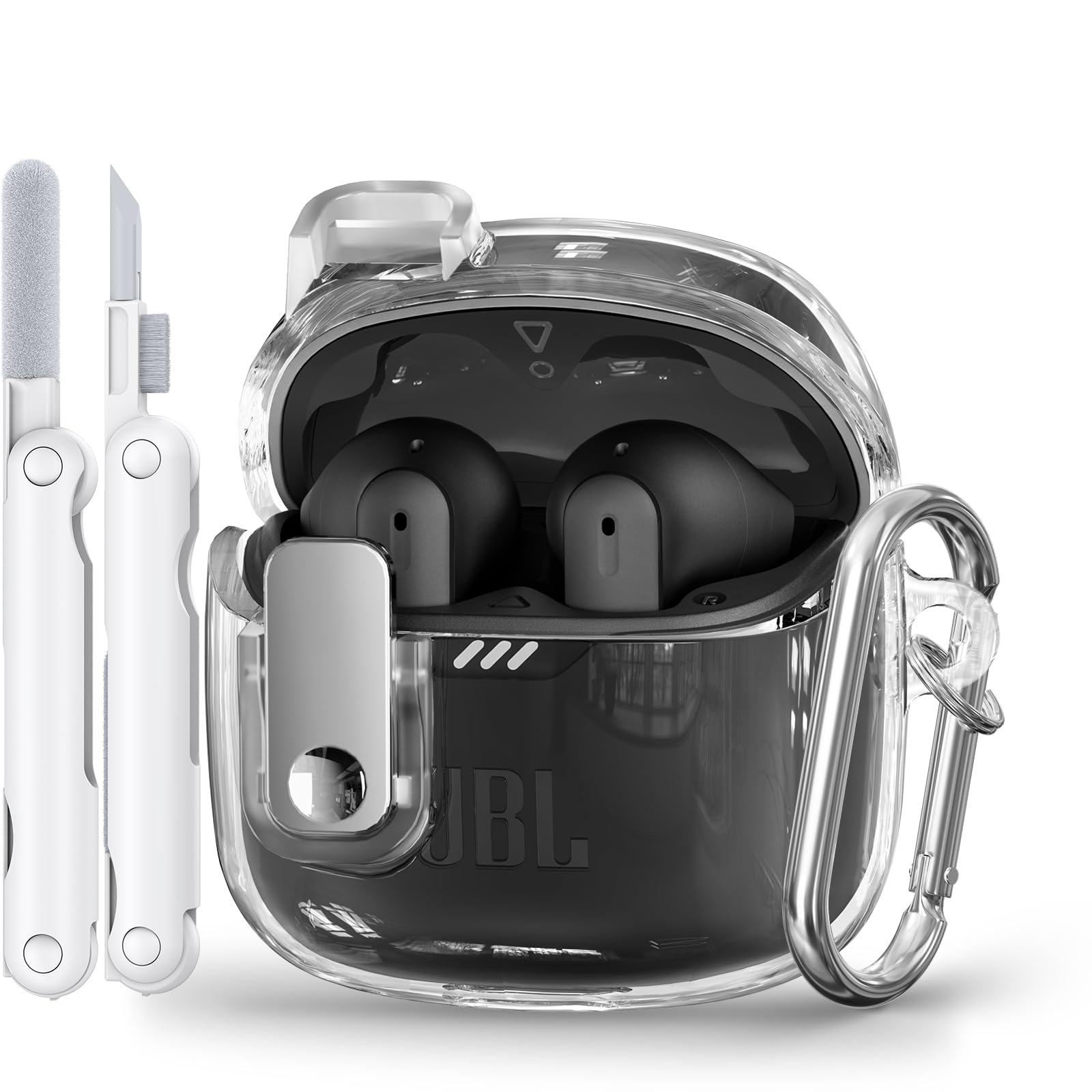 Photo 1 of Polislime with Lock Case Compatible with JBL Tune Flex Earbuds,with Cleaner Kit,TPU Clear JBL Tune Flex Case for Men Women with Keychain(Clear)