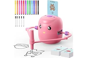 CYJBE Interactive Educational Drawing Robot for Kids - Montessori Learning Toy with 150 Word Cards, Voice Interaction, Ages 5+ (Pink)