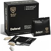 ALCOHOL SHIELD Defend Hangover Supplement | DHM + NAC | Feel Better After Drinking | Alcohol Recovery &amp; Liver Support | Electrolytes &amp; B Vitamins | 14 Sachets