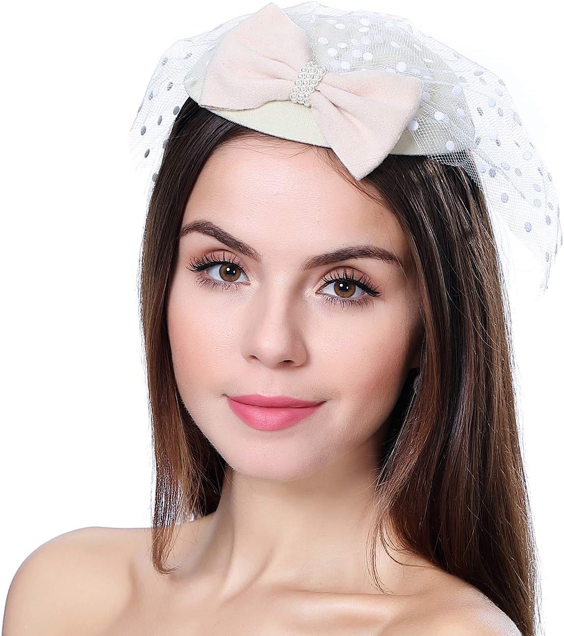 YFWFASH Fascinator Hats Feather Fascinators for Women Pillbox Hat Headband for Wedding Derby Tea Party Race