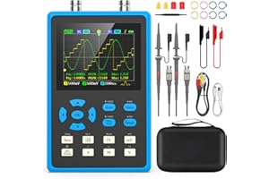 GENIUS MAKER Oscilloscope with 2 Channels 120Mhz Bandwidth, Digital Oscilloscope Signal Generator 500MSa/s Sampling Rate, Handheld Oscilloscope Kit 2.8" LCD Backlight Display&Waveform Storage&FFT Spectrum