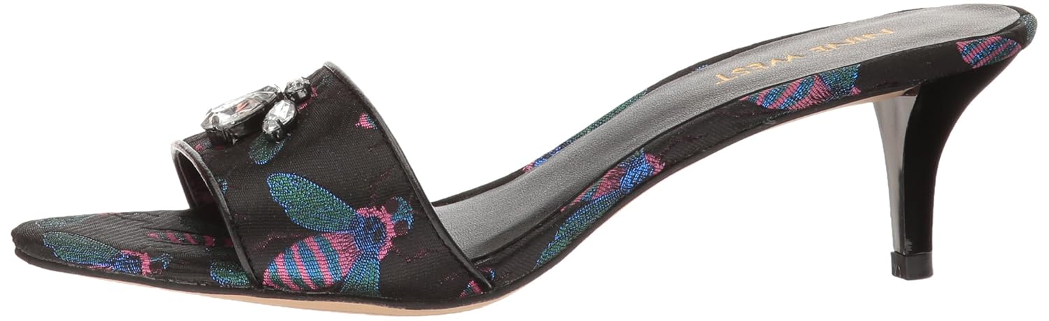 nine west lavender fabric mule black 5 b(m) us