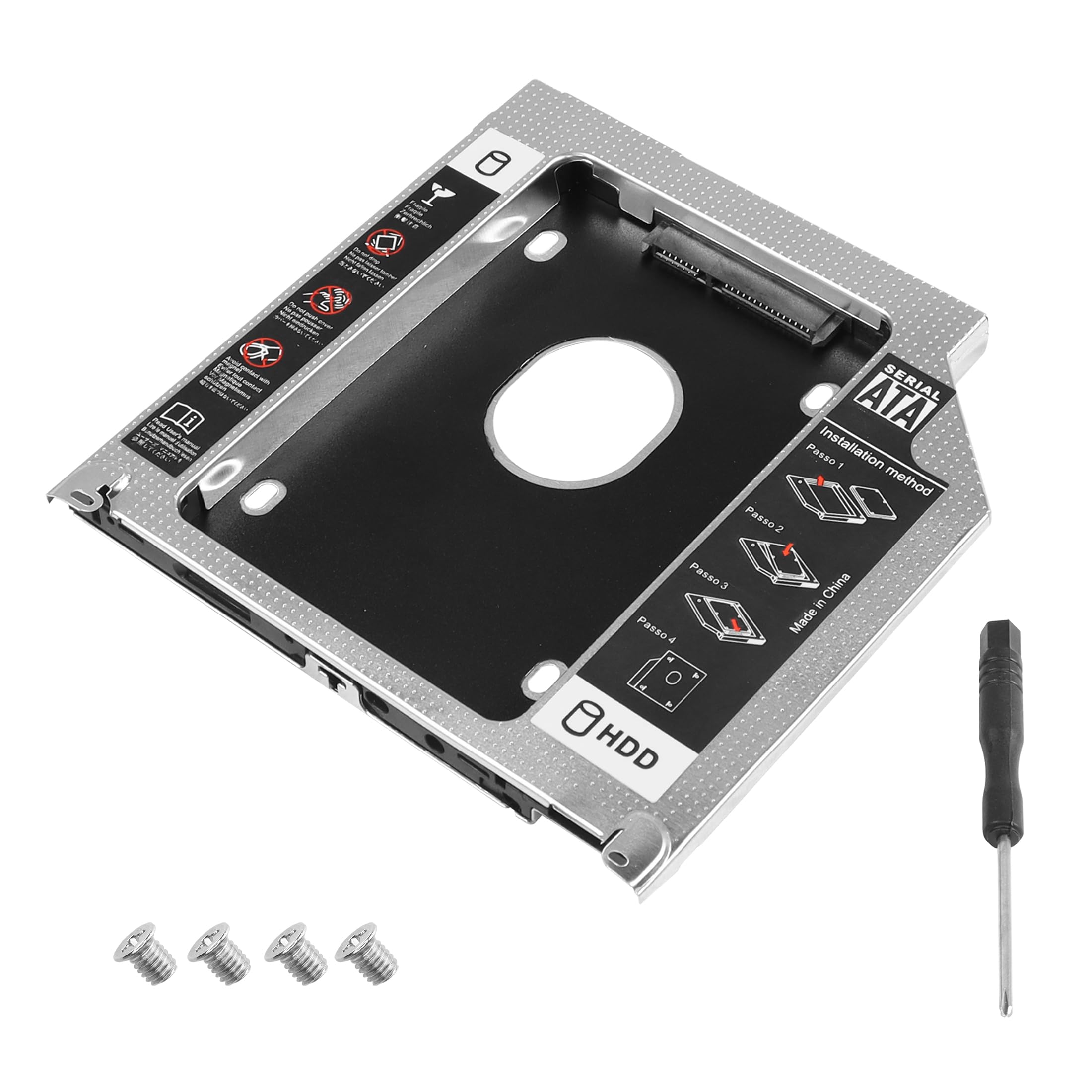 YAODHAOD Hard Drive Caddy Tray 2nd HDD SSD Kit Compatible 2.5" 9.5mm SATA HDD SSD 2nd HDD Adapter for MacBook Pro 13/15/17 inch Internal Laptop CD/DVD-ROM Optical SuperDrive Adapter
