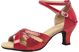 WUIWUIYU Women's Dance Shoes 2.2" Ankle Strap Dancing Heels for Ballroom Salsa Tango Flamenco Latin Paso Doble Footwear