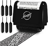 Miseyo Identity Theft Protection Roller Stamp Set Black 6 Refill Ink Included